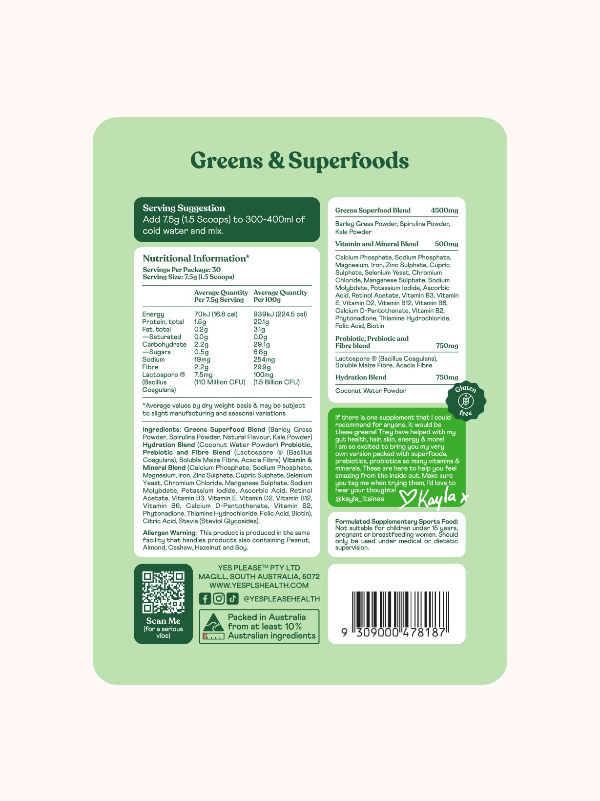 LIMITED EDITION Kayla Itsines Greens & Superfoods & Buzzy Whisk Box